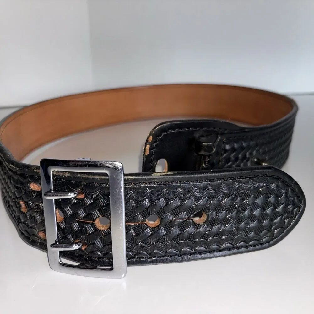 Dutyman Basketweave Full Grain Leather Belt 1021U Size 34 Police Officer Uniform